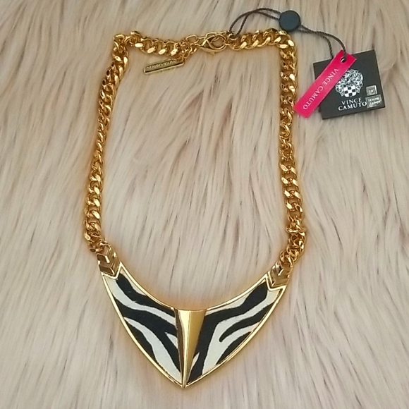 Vince Camuto Zebra Gold Chain Statement Necklace - Picture 1 of 11
